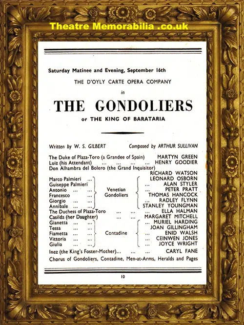 Brighton Theatre Royal - The Gondoliers Opera - 1950