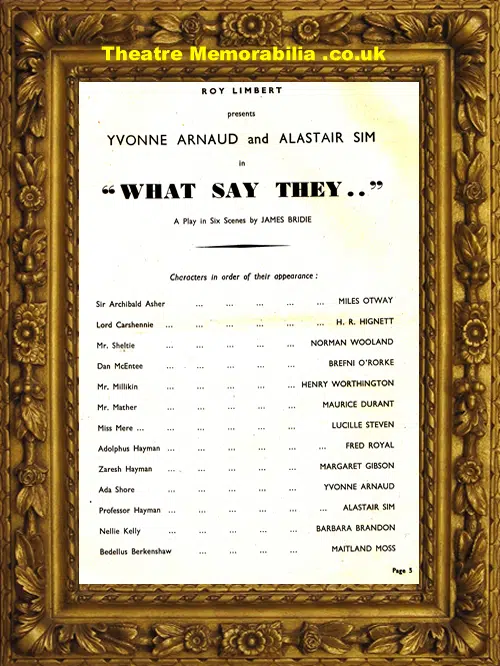 Brighton Theatre Royal - What Say They - 1940 - Alistair Sim