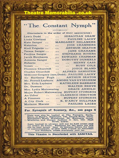 Brighton West Pier Theatre - Constant Nymph - 1927