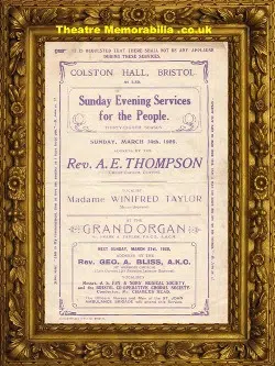 Bristol Colston Hall – Evening Services – 1926