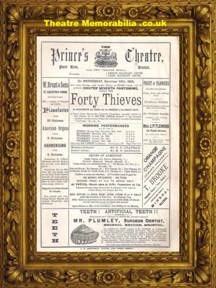 Bristol Prince’s Theatre – Forty Thieves – 1884