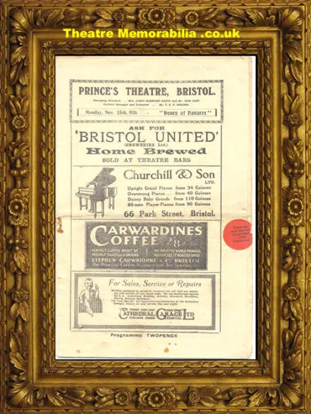 Bristol – Prince’s Theatre – Henry Of Navarre 1926