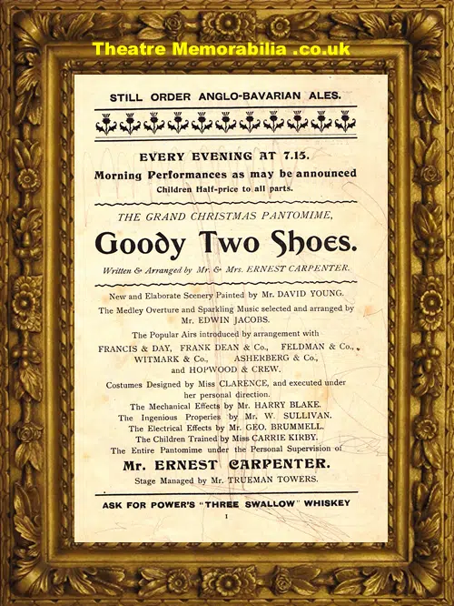 Bristol Theatre Royal - Goody Two Shoes - 1905 - David O'Toole