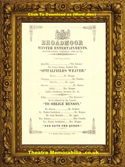 Broadmoor High Security Hospital Entertainment Programme – 1872