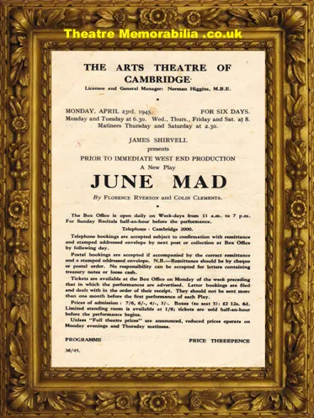 Cambridge Arts Theatre – June Mad – 1945 – Lionel Blair