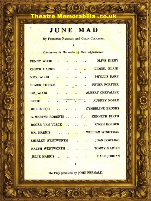 Cambridge Arts Theatre - June Mad - 1945 - Lionel Blair
