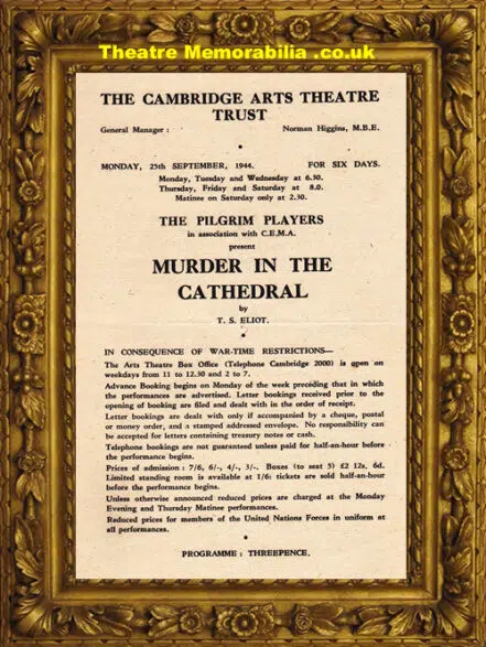 Cambridge Arts Theatre – Murder In The Cathedral – 1944
