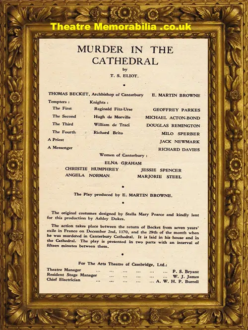 Cambridge Arts Theatre - Murder In The Cathedral - 1944