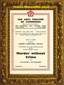 Cambridge Arts Theatre – Murder Without Crime – 1943
