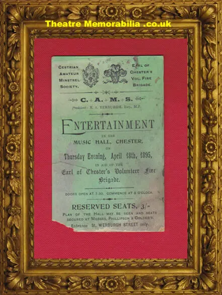 Chester Music Hall – Amateur Minstrel + Fire Brigade 1895 Ticket