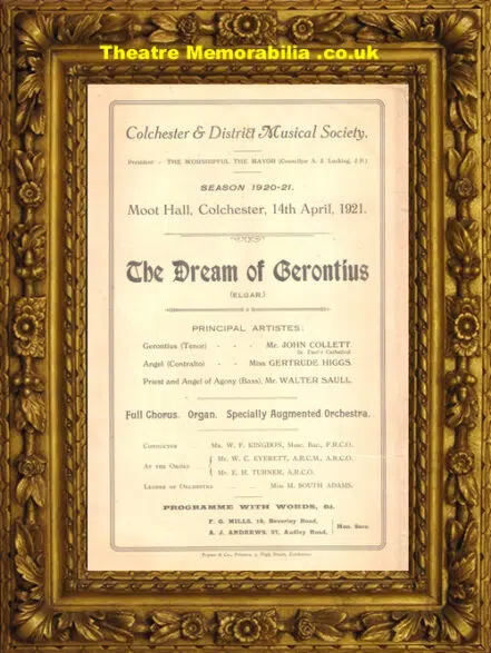 Colchester District Musical Society – Dreams Of Gerontius – 1921