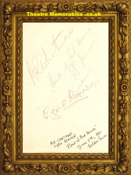 Cyril Renison + A R Whatmore Autograph 1941