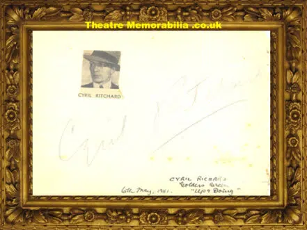 Cyril Richards Autograph 1941 Golders Green Theatre