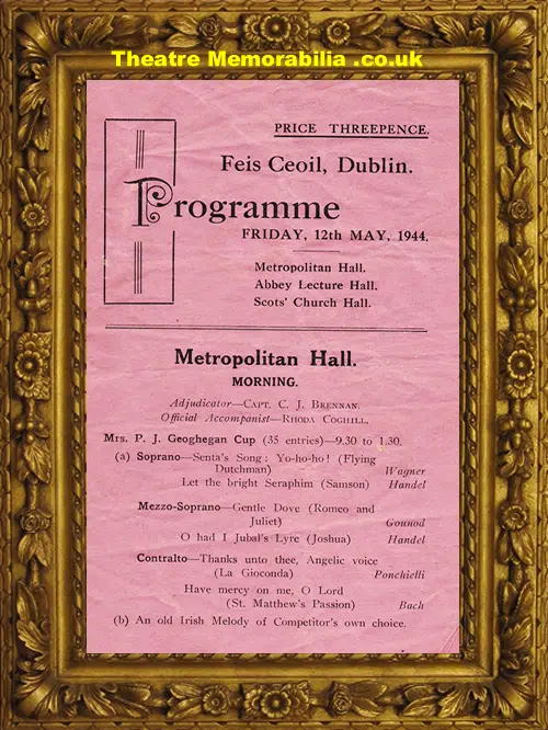 Dublin Feis Ceoil Metropolitan Hall Festival 1944 - Ireland