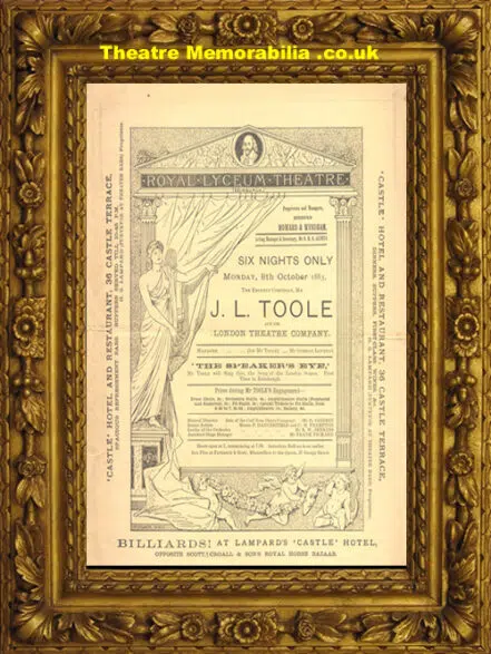 Edinburgh Royal Lyceum Theatre – J L Toole – 1883