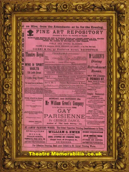 Edinburgh Theatre Royal – Gay Parisienne – 1894