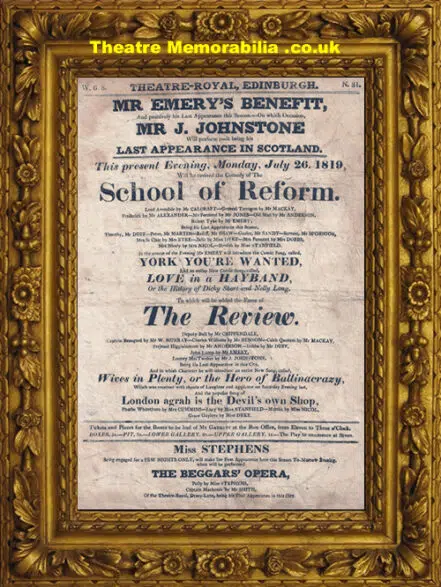 Edinburgh Theatre Royal – School Of Reform – 1819