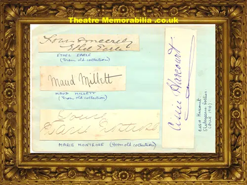 Ethel Earl - Maud Millett - Marie Montrose + Autographs 1900's