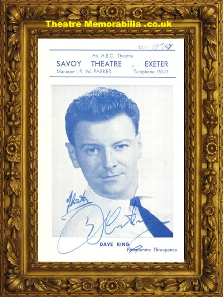 Exeter Savoy Theatre – Dave King 1957 Signed Programme