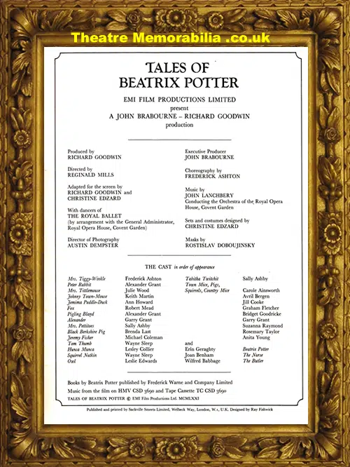 Film Programme - The Tales Of Beatrix Potter 1971