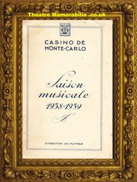 France Monte Carlo Casino – Jacques Thibaud Concert 1939
