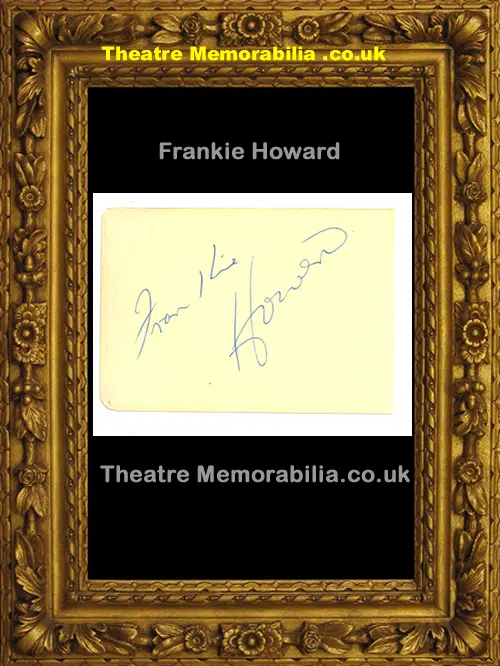 Frankie Howerd Autograph Singed Genuine Autographed 1950's