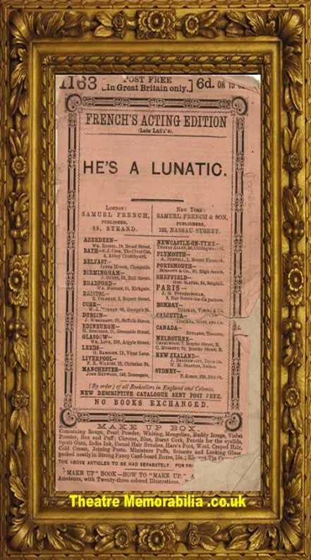 French Acting Edition Booklet – He’s A Lunatic – 1800s