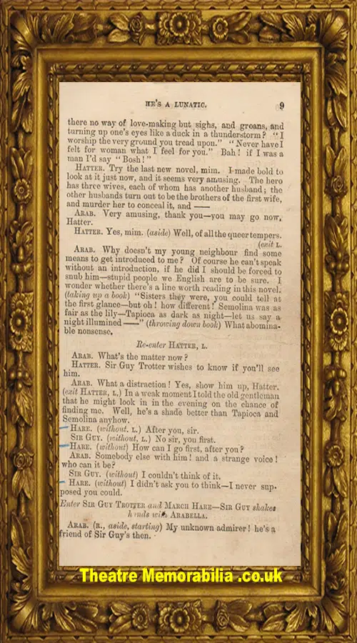 French Acting Edition Booklet - He's A Lunatic - 1800s