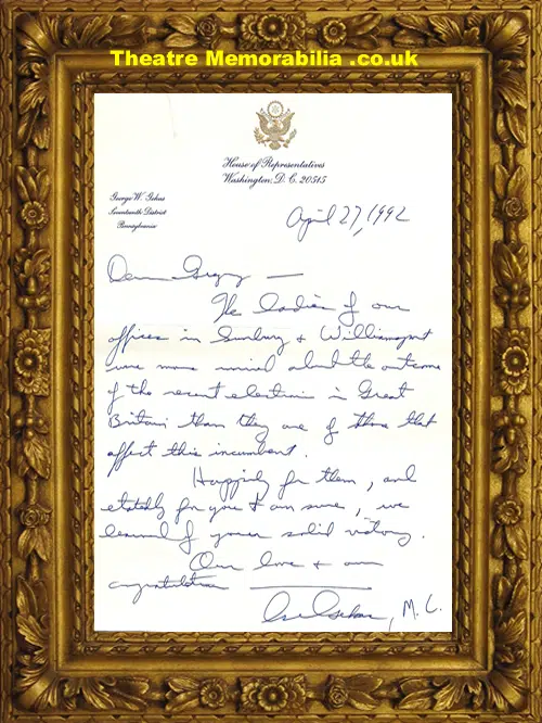 George W Gekas American Confressman Signed Letter 1992