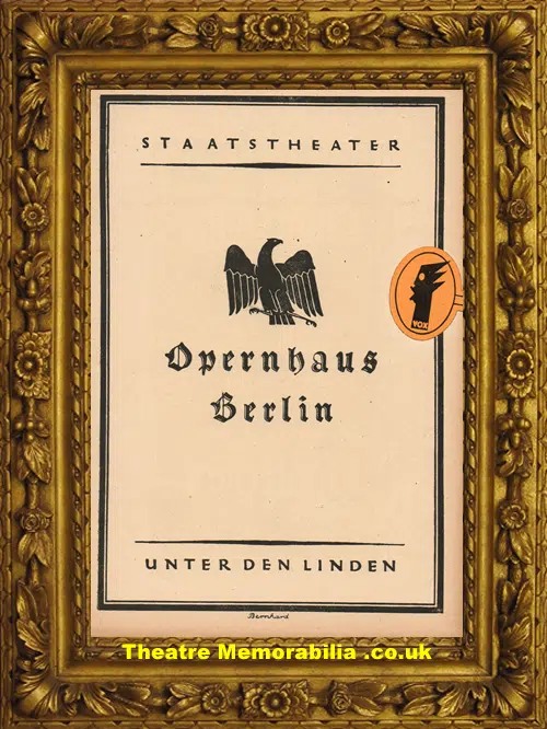 German Staats Theatre Programme 1924