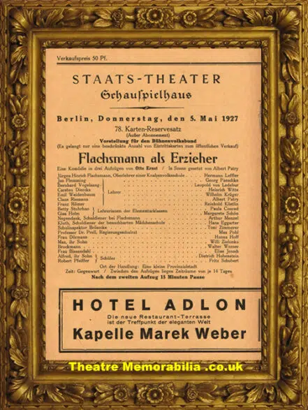 German Staats Theatre Programme 1927