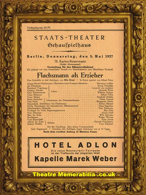 German Staats Theatre Programme 1927