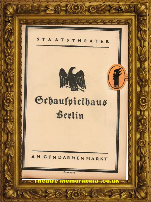 German Staats Theatre Programme 1927