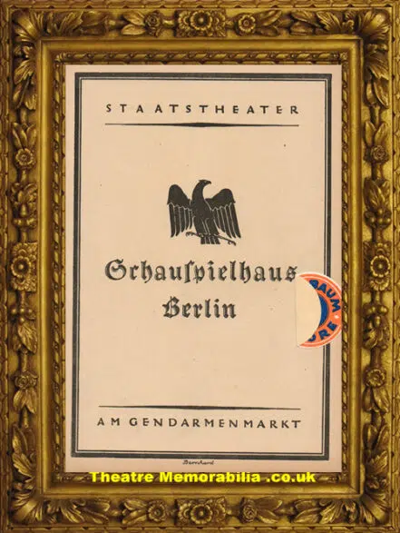 German Staats Theatre Programme 1927