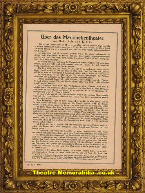 German Staats Theatre Programme 1927