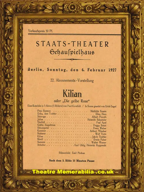 German Staats Theatre Programme 1927