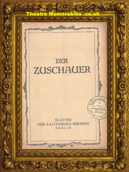German Theatre Programme – 1920’s – Berlin
