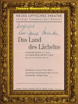 Germany Signed Programme Autograph Cast Sheet 1950’s