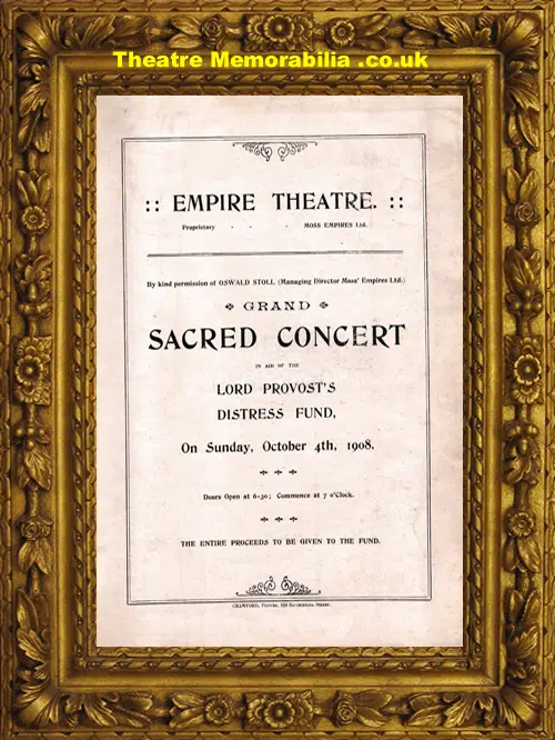 Glasgow Empire Theatre - Sacred Concert - 1908 Lord Provost