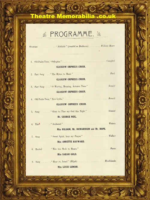 Glasgow Empire Theatre - Sacred Concert - 1908 Lord Provost