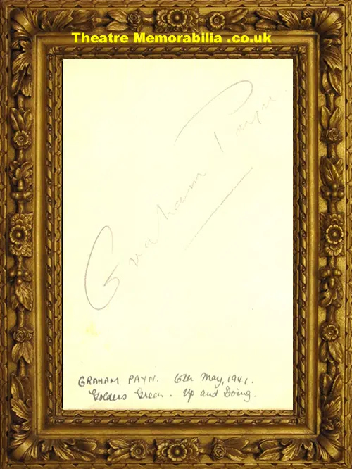 Graham Payn Autograph Golders Green 1941
