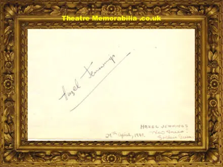 Hazel Jennings Autograph Signed Actress 1941