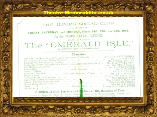 Ilford Town Hall - Social Club - Emerald Isle - 1905