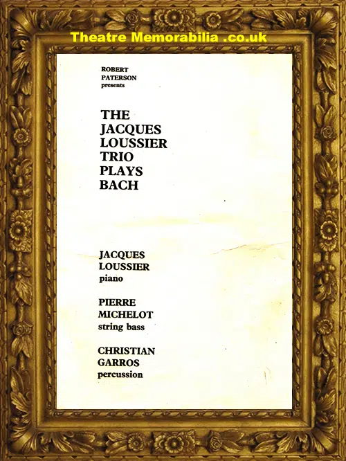 Jacques Loussier Trio Plays Bach Brouchure 1966 - Signed