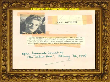 Joan Butler + Stanley Halsey Autograph Opera Singer 1948