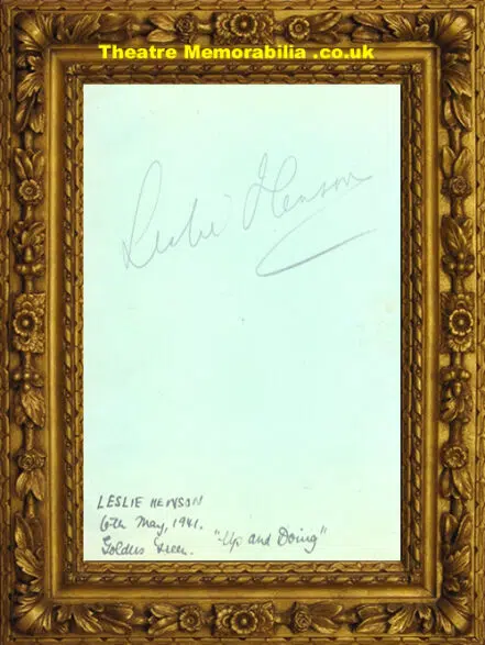 Leslie Henson Autograph Actor – Up And Doing 1941 Golders Green