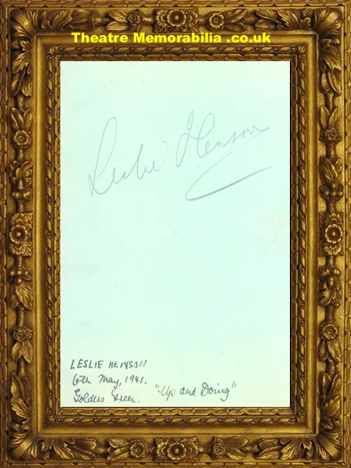 Leslie Henson Autograph Actor - Up And Doing 1941 Golders Green