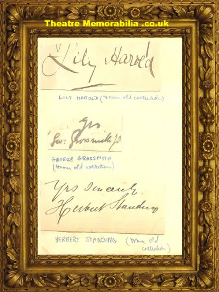 Lily Harold + Herbert Standing + Mable Love + Bassett Roe Signed