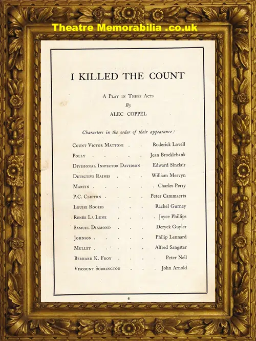 Liverpool Playhouse Theatre - I Killed The Count - 1939
