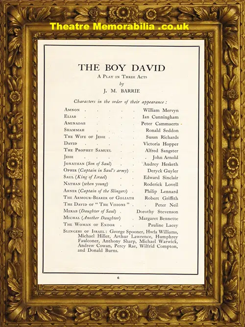 Liverpool Playhouse Theatre - The Boy David - 1938